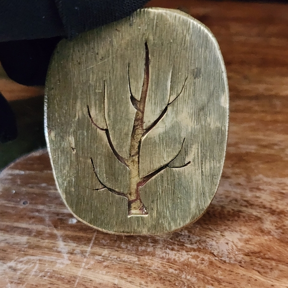 Vintage 70's Handmade David Bowman Oval Brass Tree Belt Buckle - Picture 4 of 6